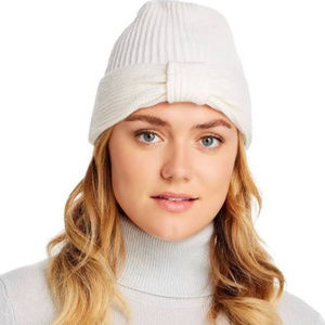 kate spade white bow beanie nwot